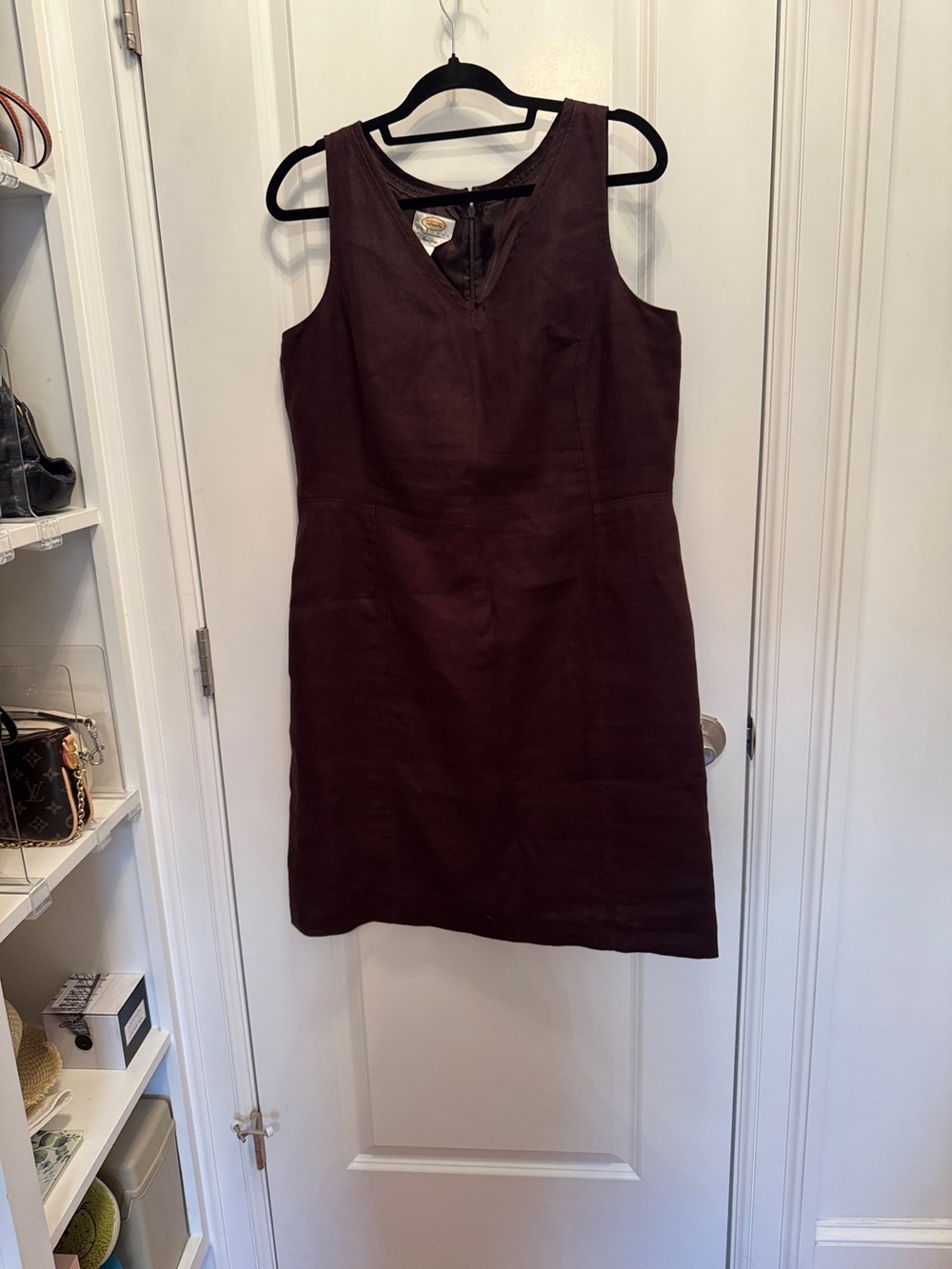 Talbots Sleeveless V-Neck Midi Dress in Dark Brown